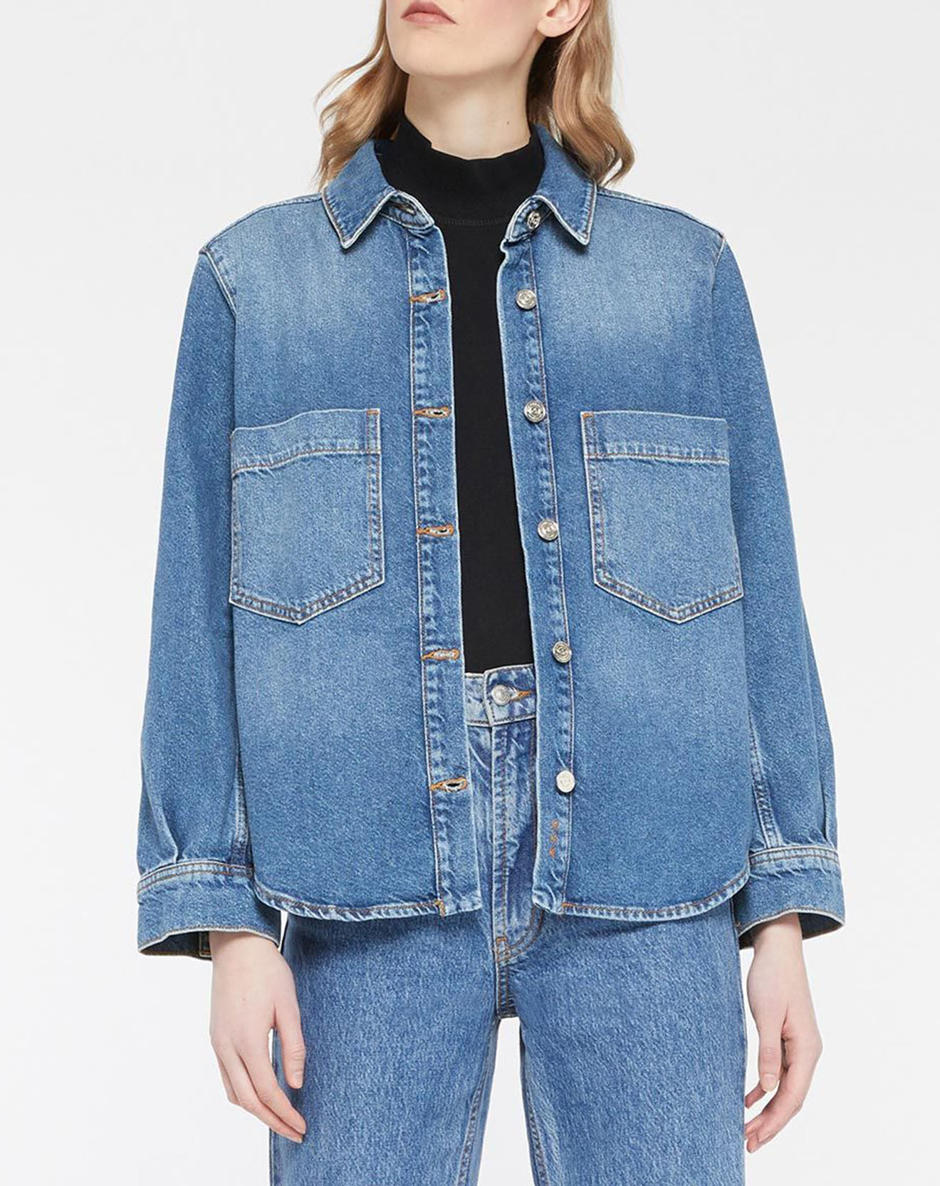 Scotch & Soda Veste en Jean à franges bleue