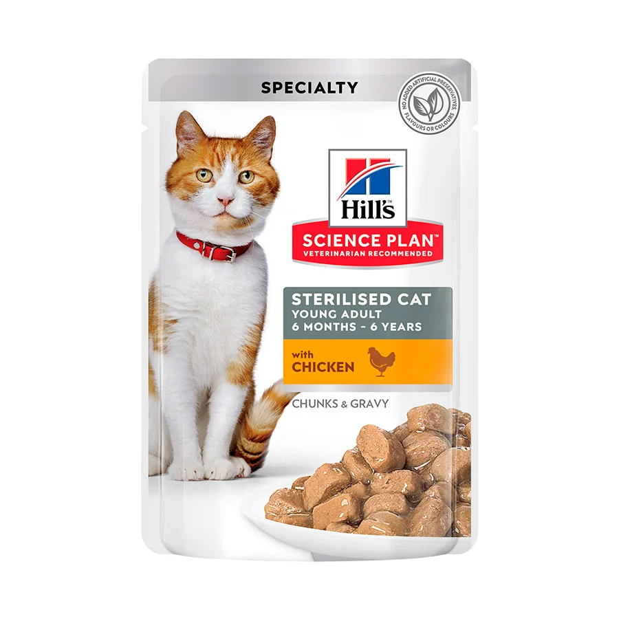 Plano de Ciências Hill's Pollo sobre gatos esterilizado para jovens adultos
