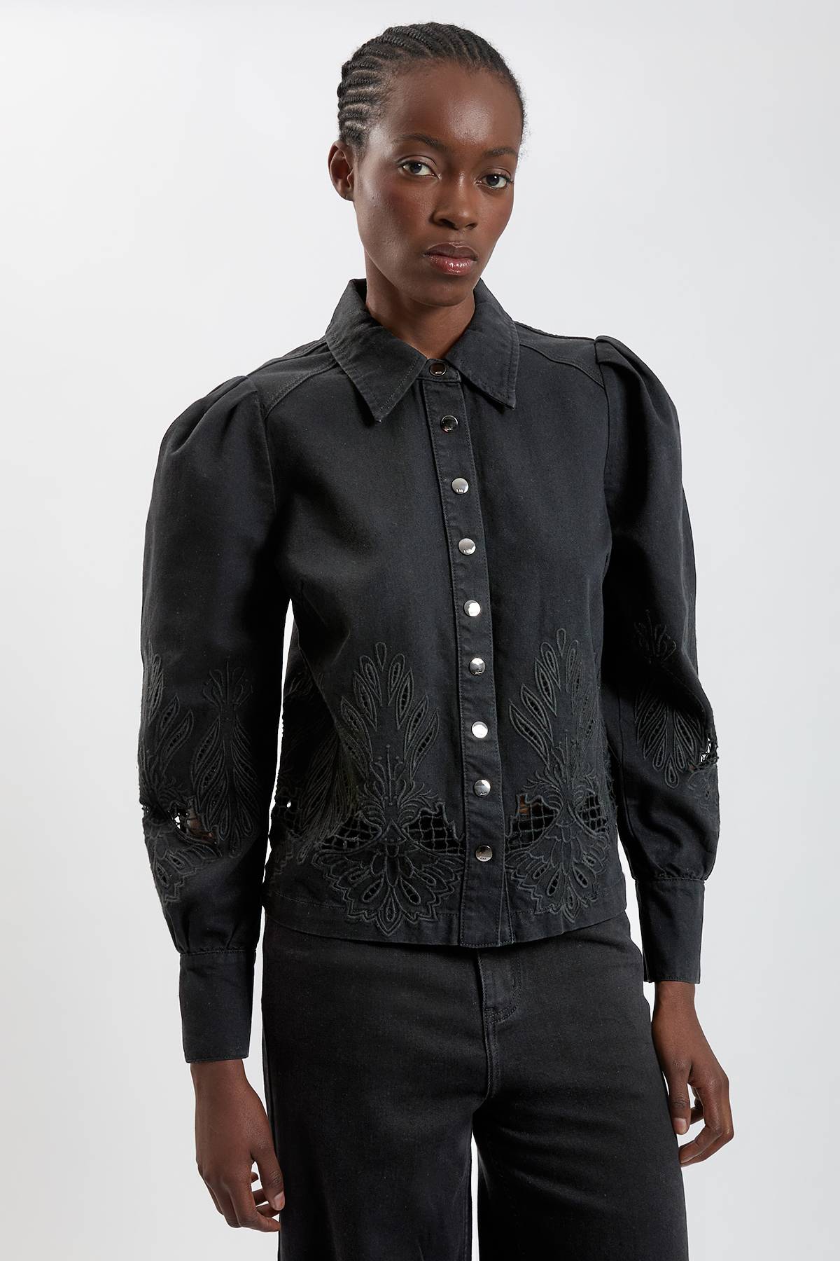 KarenMillen Chemise En Denim À Col Avec Découpes
