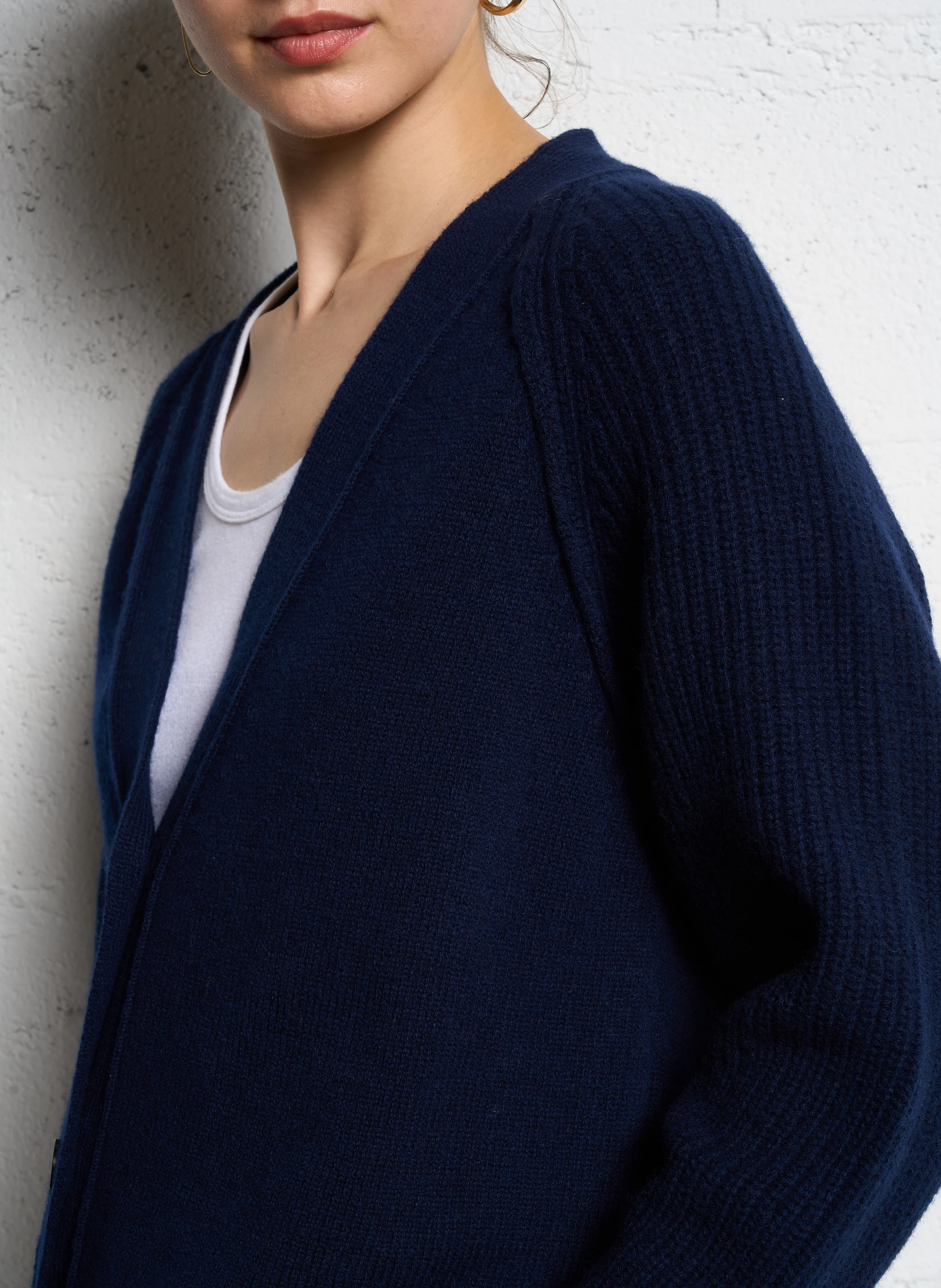 LAUREL - Cardigan droite en laine| Bleu