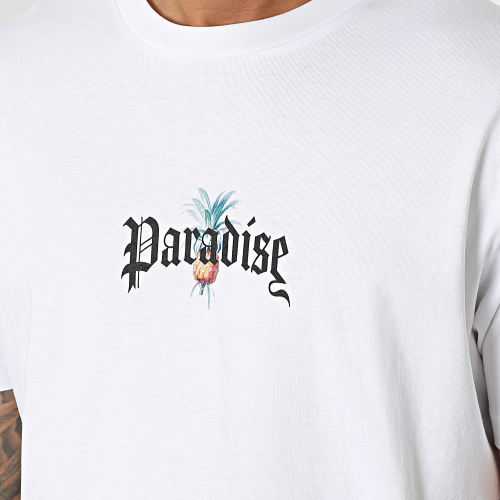 Tee Shirt Oversize Large Paradise Parrot Blanc