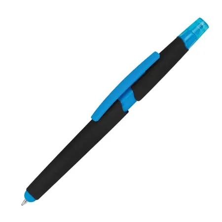 Macma Touchpen Kugelschreiber mit Textmarker und Touchfunktion, hellblau, 5 Stück