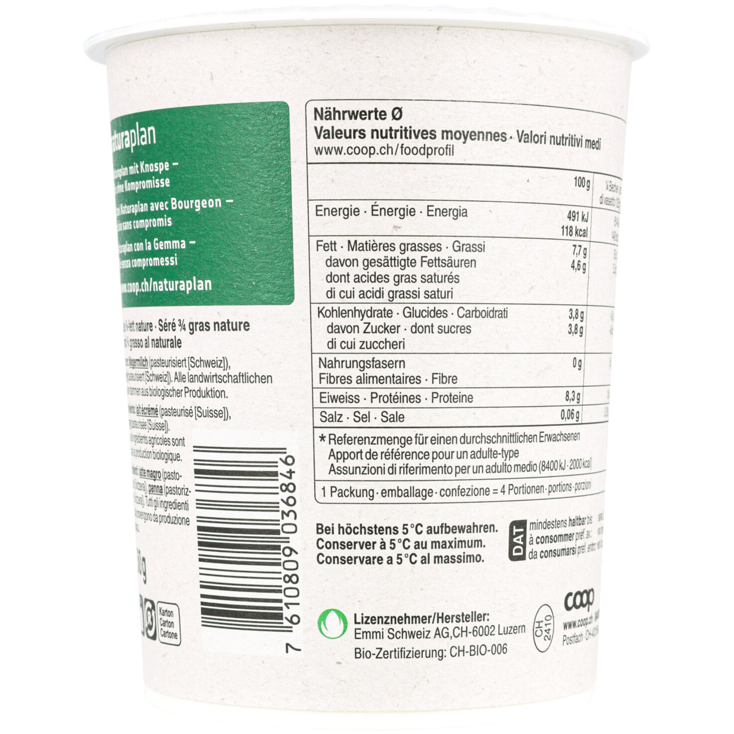 Naturaplan Bio Quark 3/4-Fett Nature
