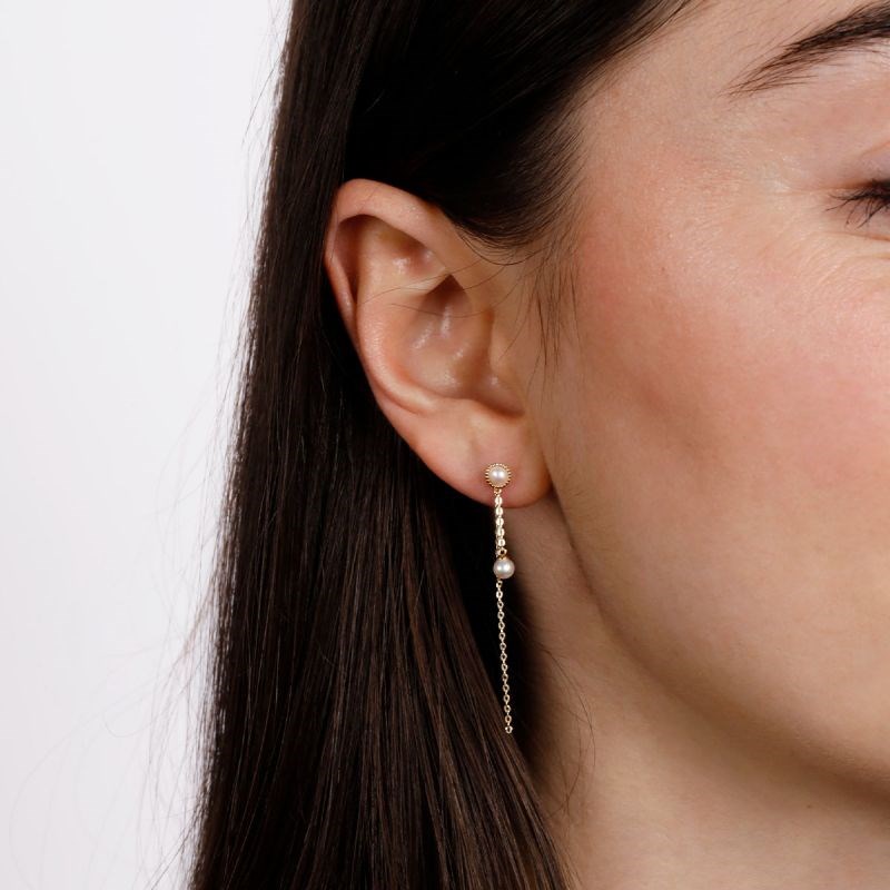 Boucles d'oreilles Or jaune  et perles