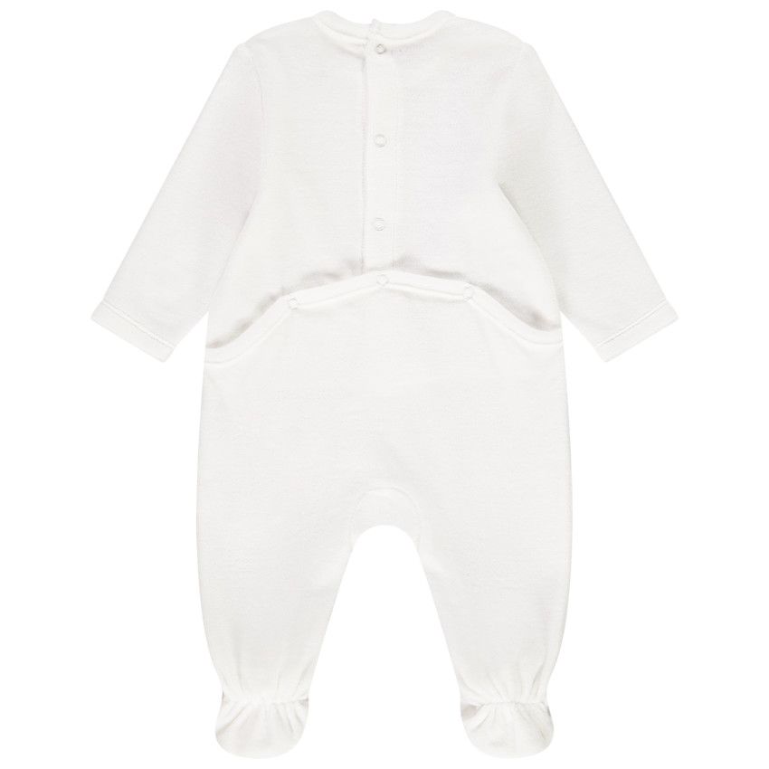 Dors-bien en velours avec visuel printé pour bébé fille - Ecru