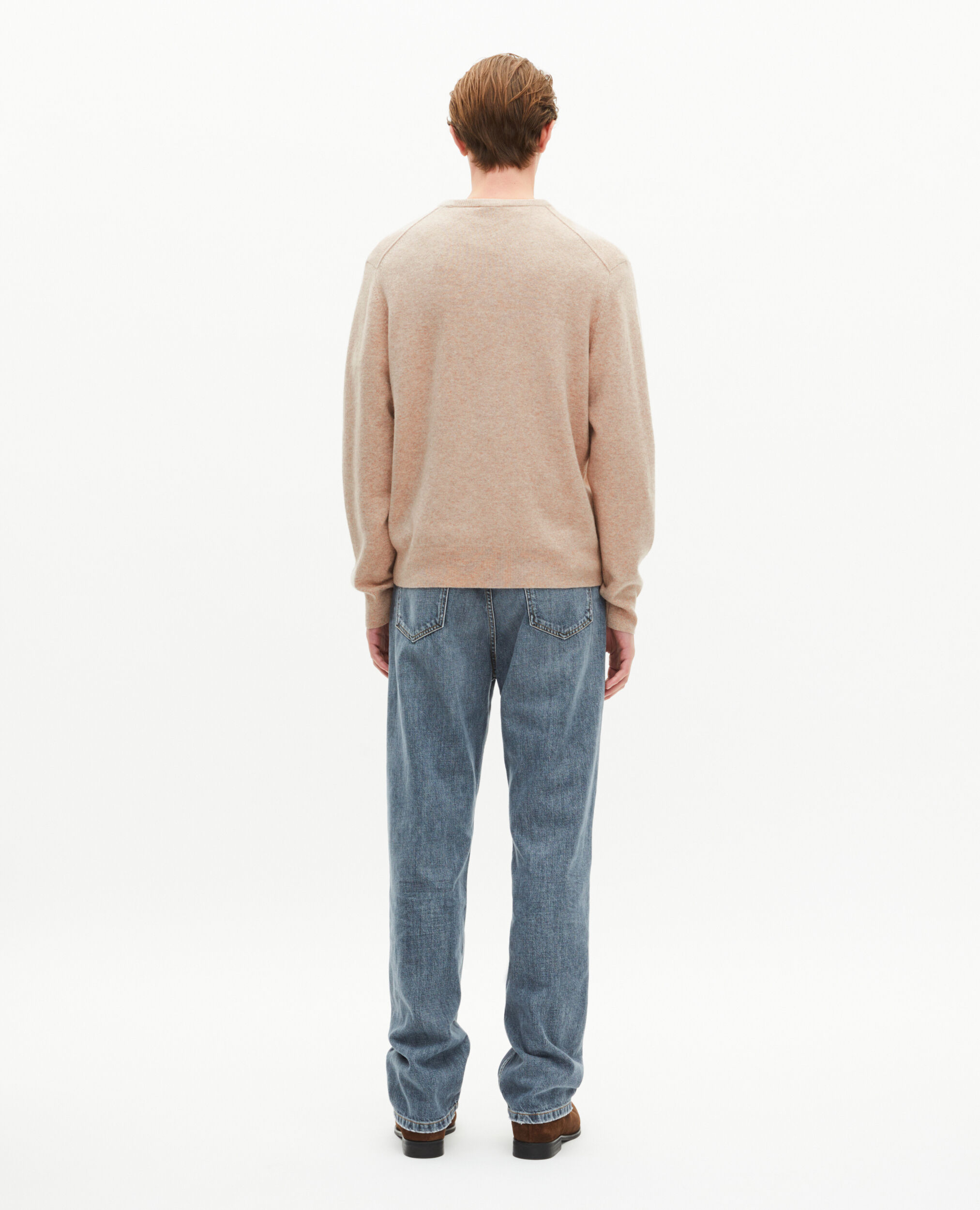 Pull col V en cachemire beige