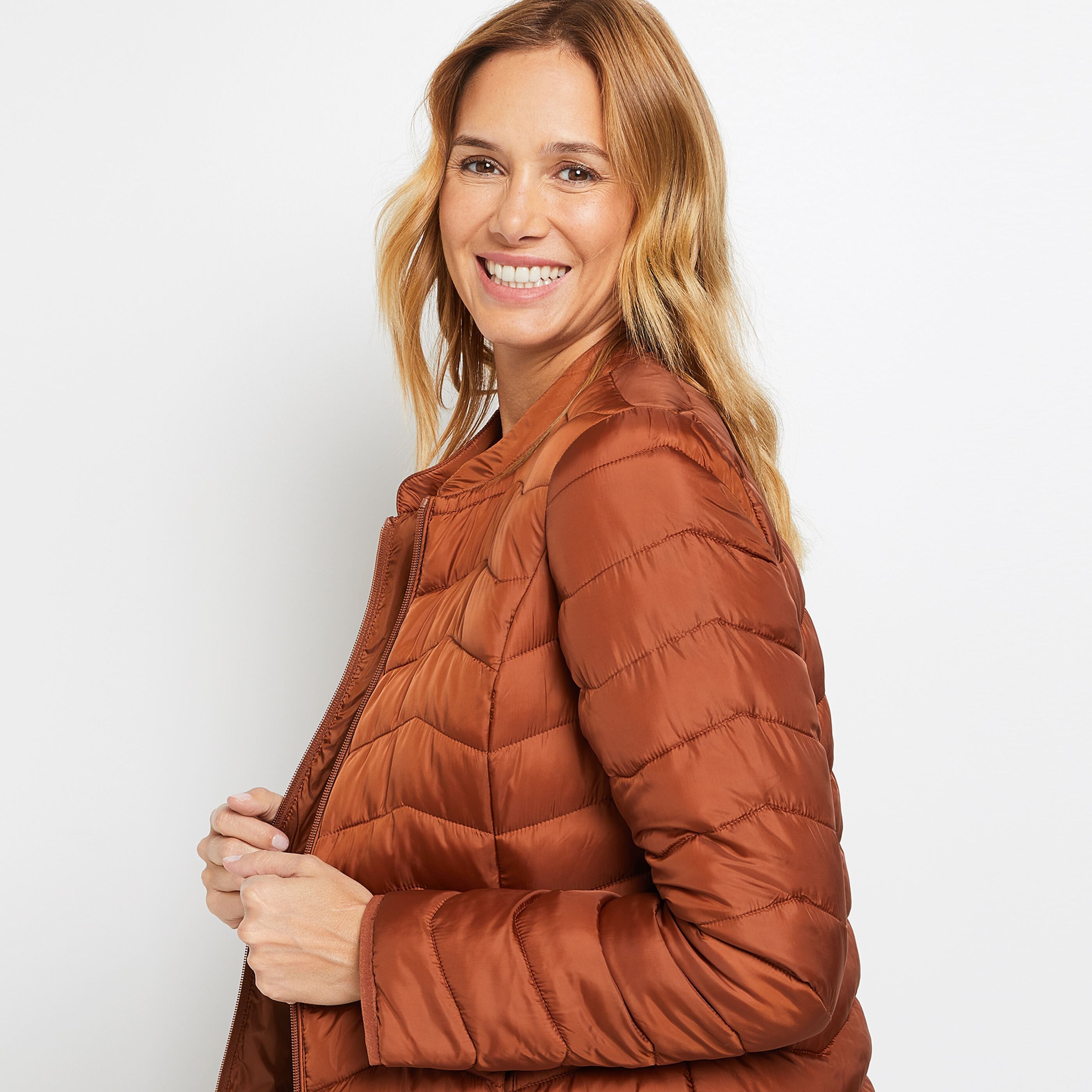 Doudoune légère unie femme - MARRON