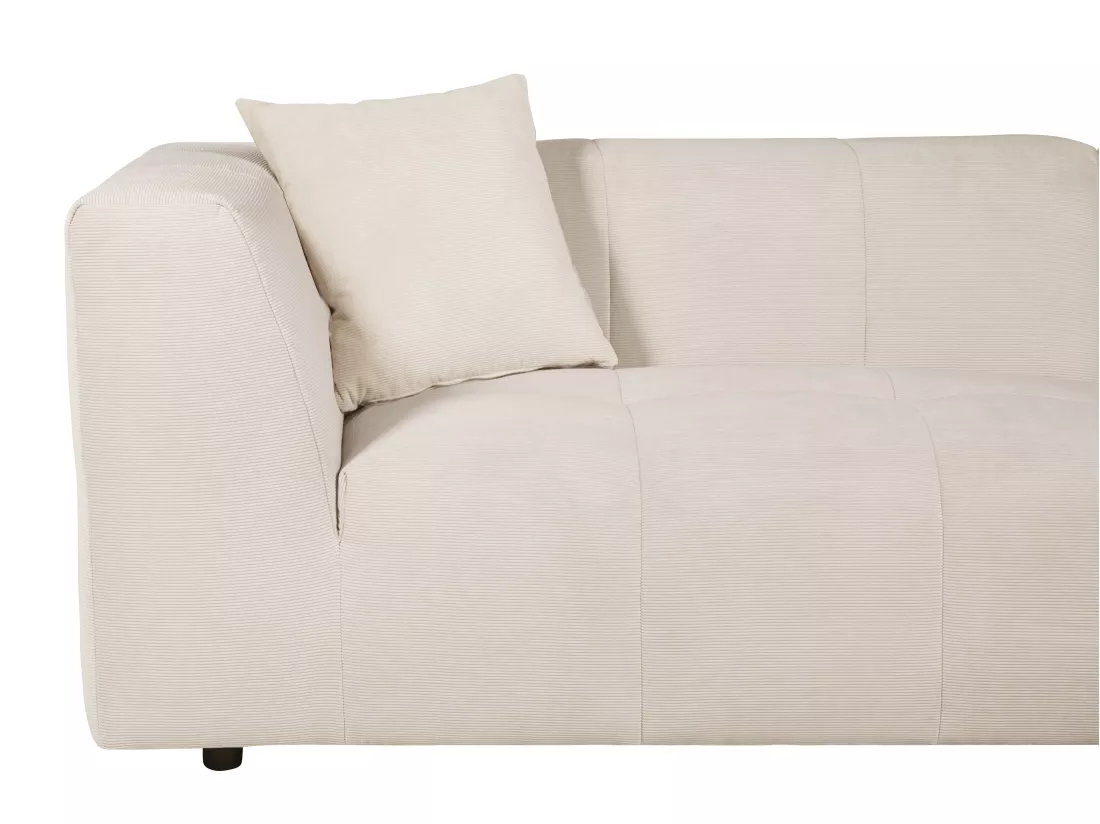 Canapé d'angle droit en velours côtelé beige NAEMIA de Maison Céphy