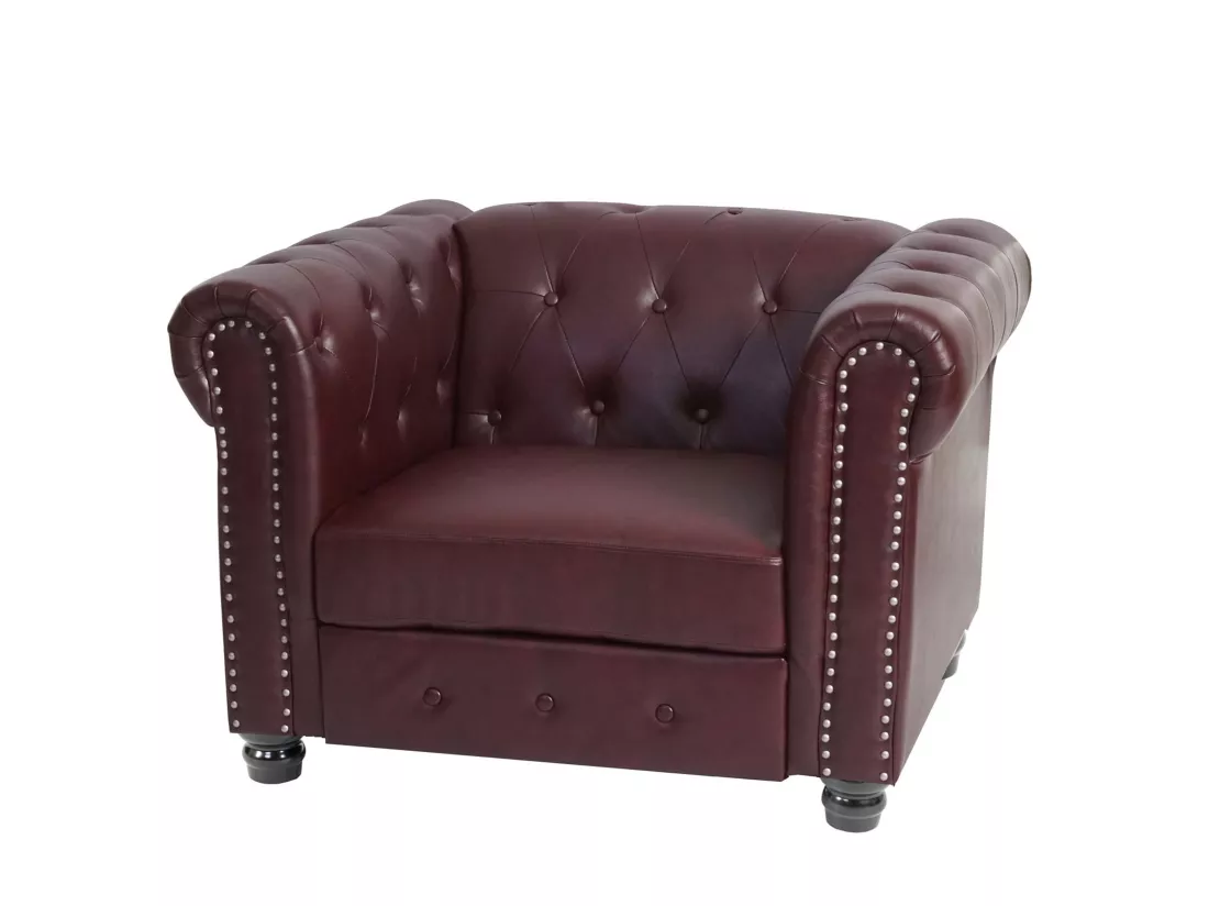Fauteuil relax Edinburgh Pieds ronds, pieds ronds, brun rouge