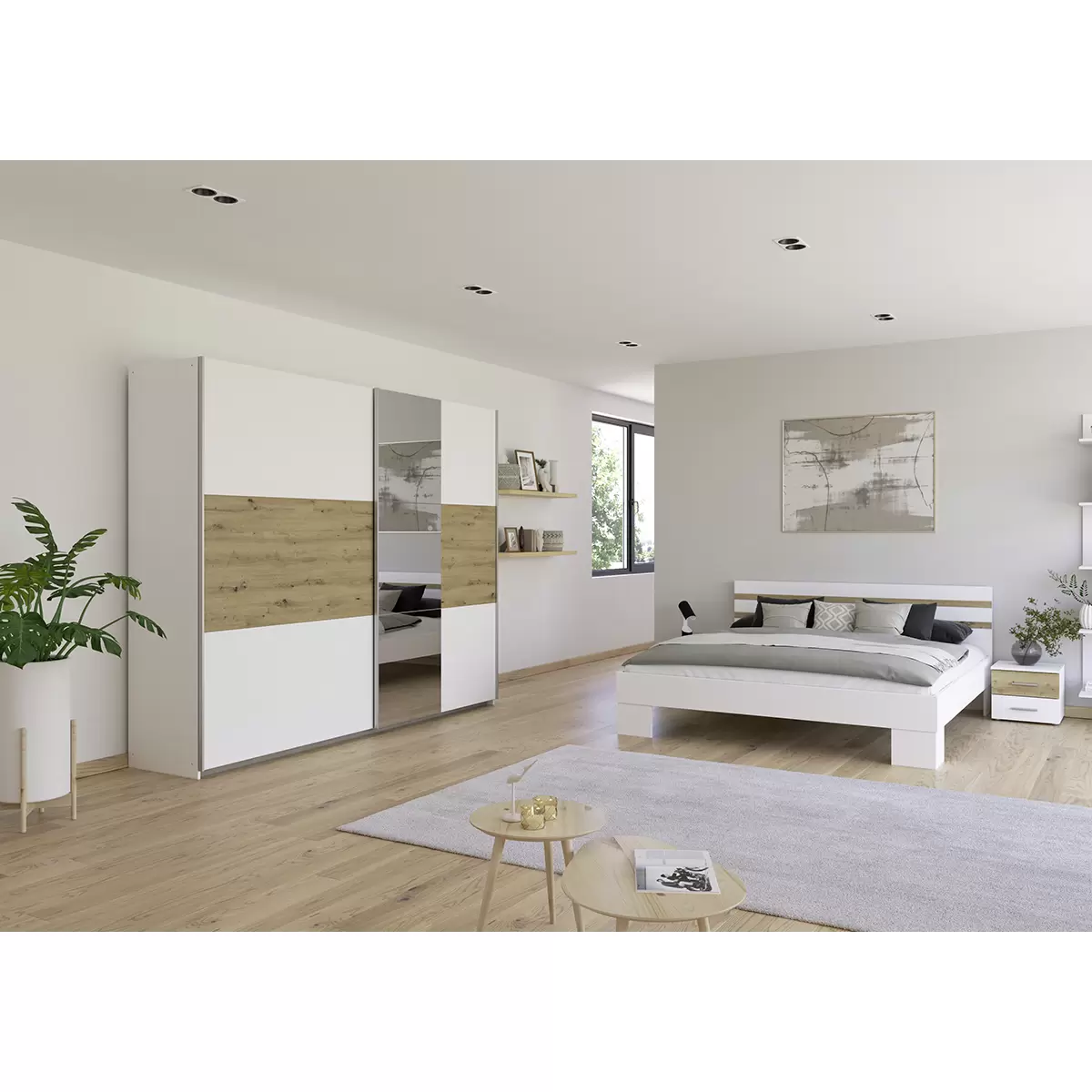 Schwebetürenschrank 2trg. Foster       Best Price Artisan Eiche,weiss