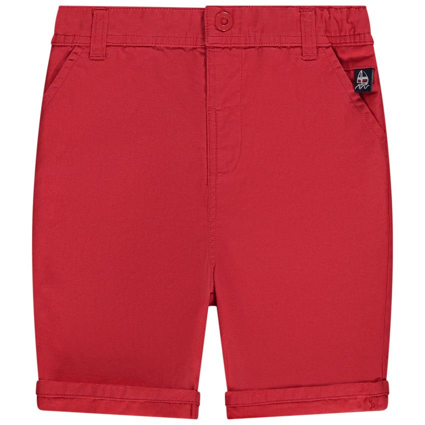 Bermuda uni avec étiquette tissée pour bébé garçon - Rouge