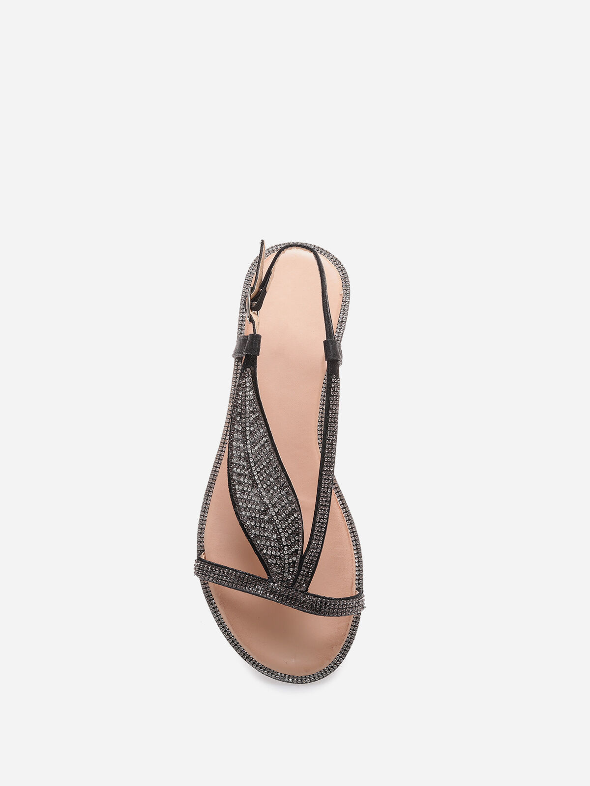 Sandales à feuille en strass- Noir