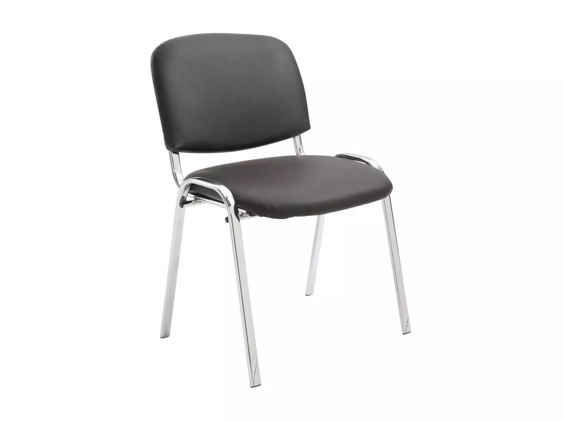 Chaise de salle à manger - Similicuir & Métal chromé - Marron - Ken