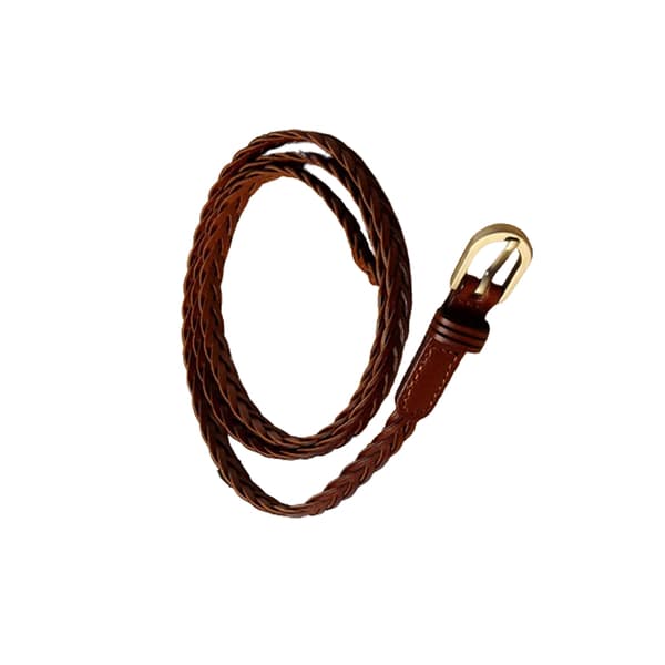 INF Flettet lærbelte - Lysebrun (105 cm)