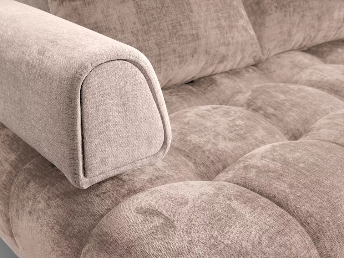 Canapé d'angle droit en tissu et velours taupe NIVORIA