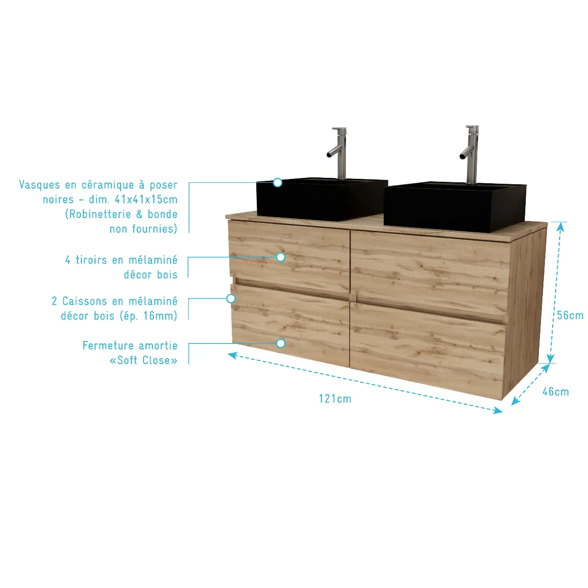 AURLANE TIMBER - Meuble salle de bain 120 cm