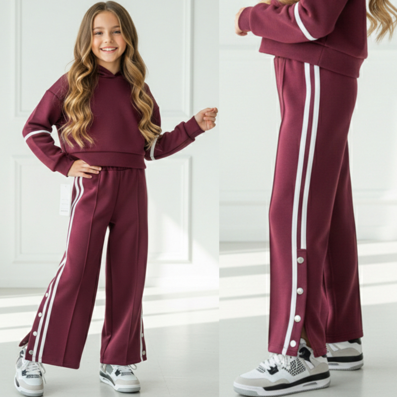 Urban Stripe Girls Set - Bordeaux