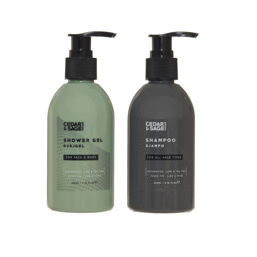 Cedar & Sage gavesett med shampo og showergel