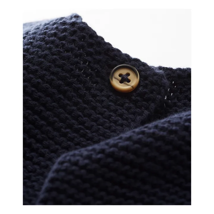Petit Bateau Gilet Tricot Point Mousse Fabalero Coton Bio | Bleu marine