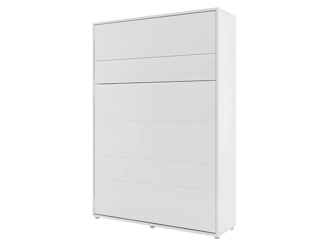 Lenart Armoire Lit escamotable +2 Placards Vertical 140x200 cm blanc mat Lit Rabattable Lit Mural