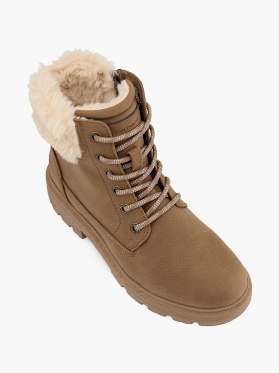TOM TAILOR Schnür-Stiefelette beige