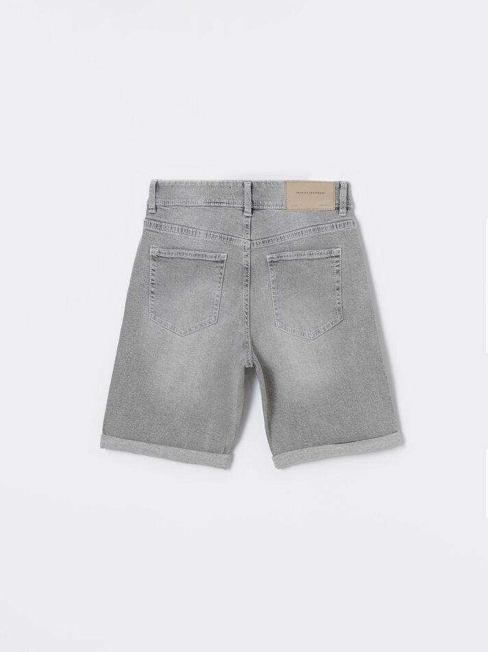 Bermuda jeans slim - Cinza