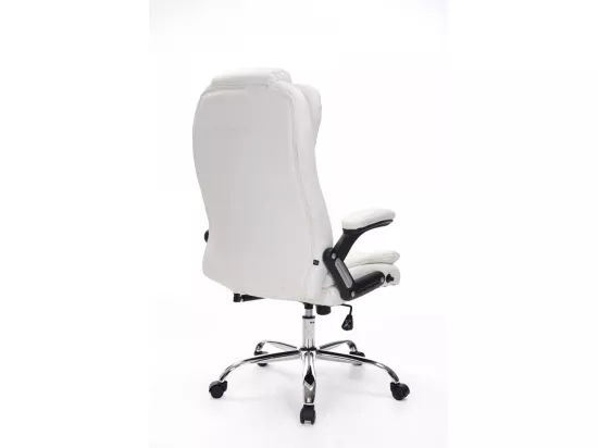 Chaise de bureau - Similicuir & Métal chromé - Blanc - Thor