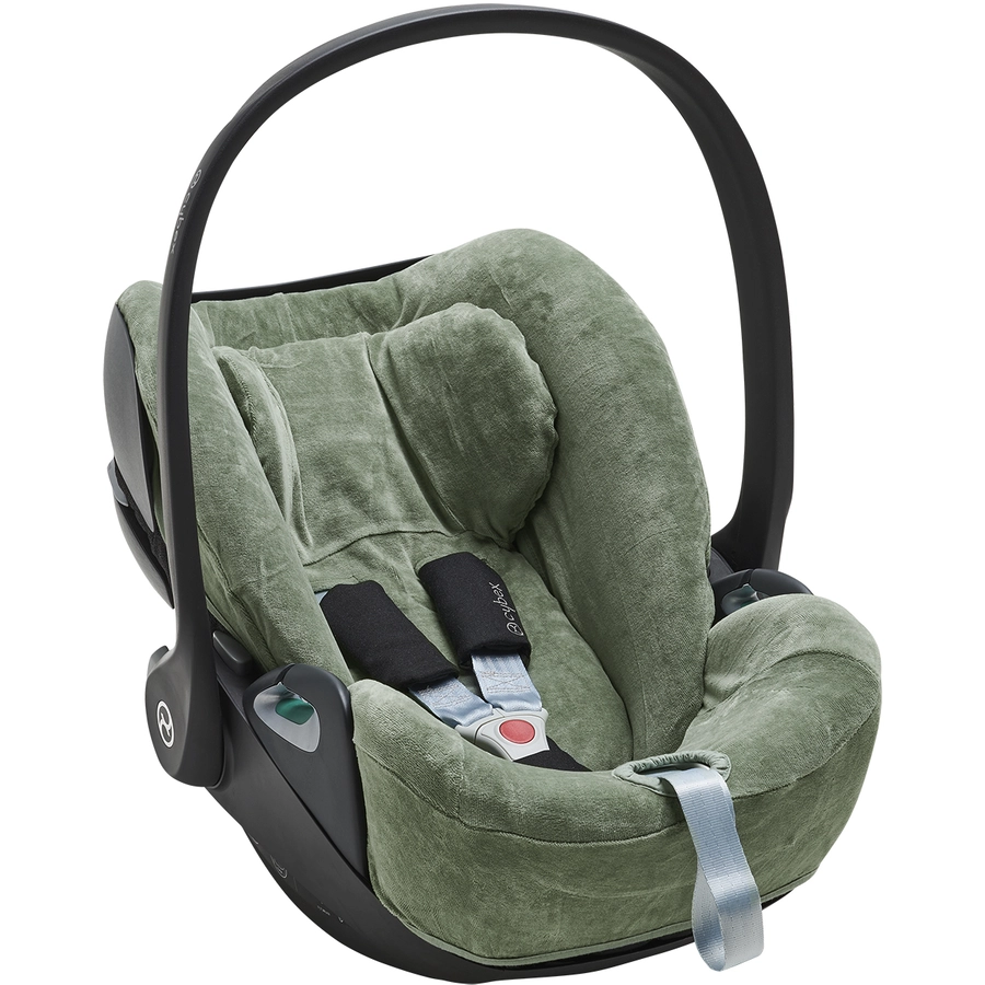 Meyco Schonbezug Basic Jersey Stone Green für Kindersitz Gr 1+ mit Kopfstütze