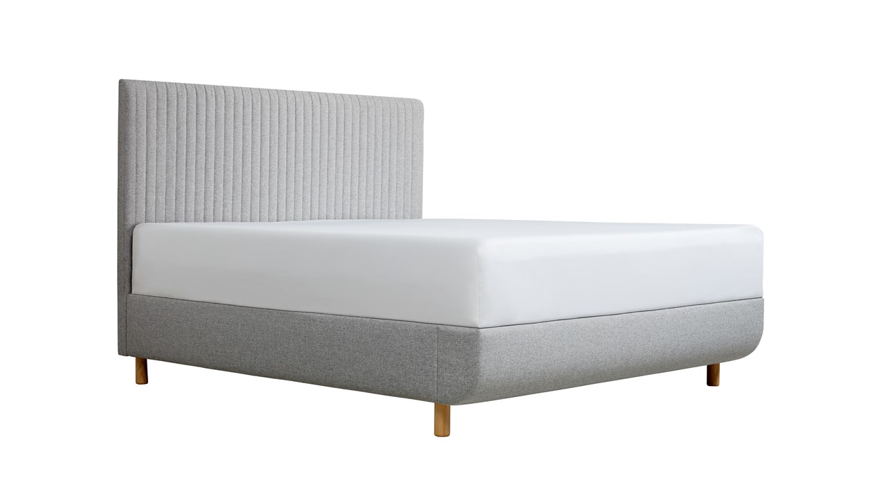 TEMPUR® Bed Arc met hoofdbord Vertical, schotelbodem en Pro matrassen stone