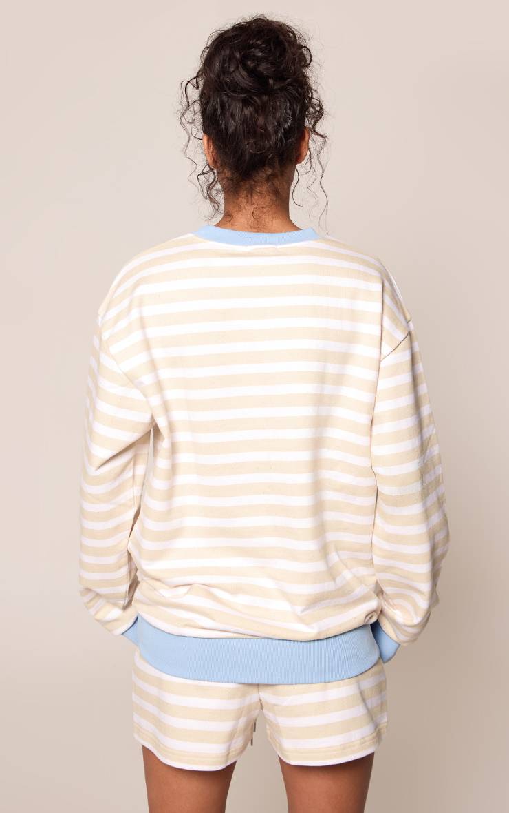 Butter Yellow Sweatshirt Bouclette À Rayures Contrastées