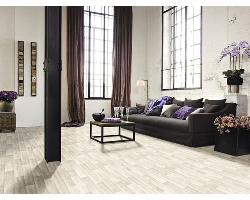 PVC vloer Larissa strokenparket wit 300 cm breed (per meter verkocht)