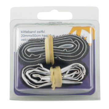 Ledent klittenband zelfklevend haak/lus 20 mm 100 cm