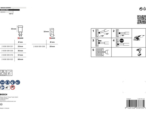 X-LOCK diamant droogboorset Bosch Professional Best for Ceramic Dry Speed Ø 20 mm, 25 mm, 35 mm, 51 mm