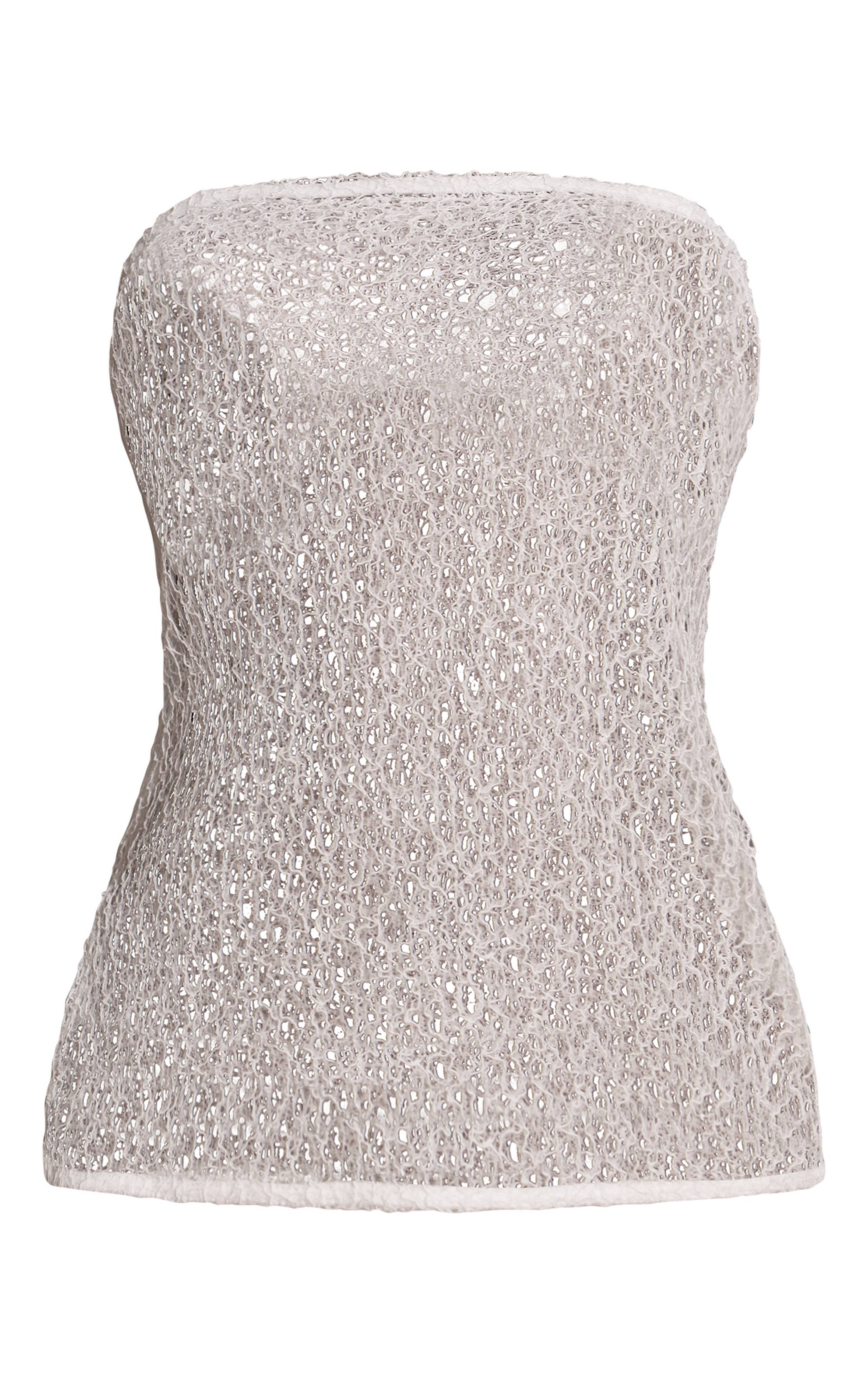 Blanc Bandeau Long En Maille Texturée