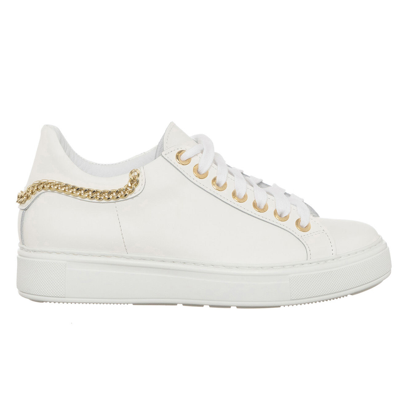 Loretta Pettinari Sneakers en Cuir Bia blanc/doré
