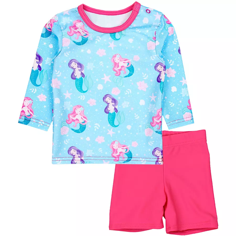 Aquarti Baby Mädchen Zweiteiler Badeanzug Bade-Set Bade T-Shirt Badehose türkispink
