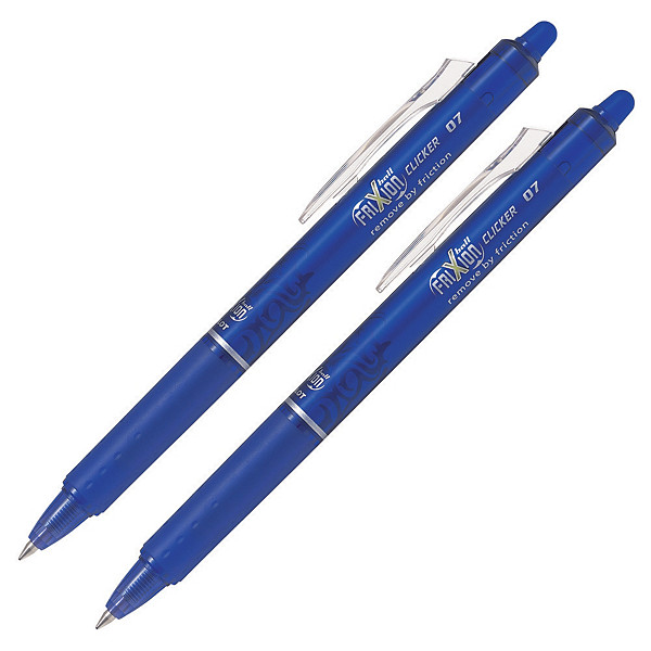 Stylo roller Pilot FriXion Ball Clicker effaçable coloris bleu, lot de 2