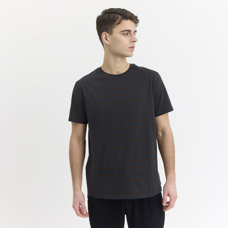 By Garment Makers Fabian Striped tee Jet black