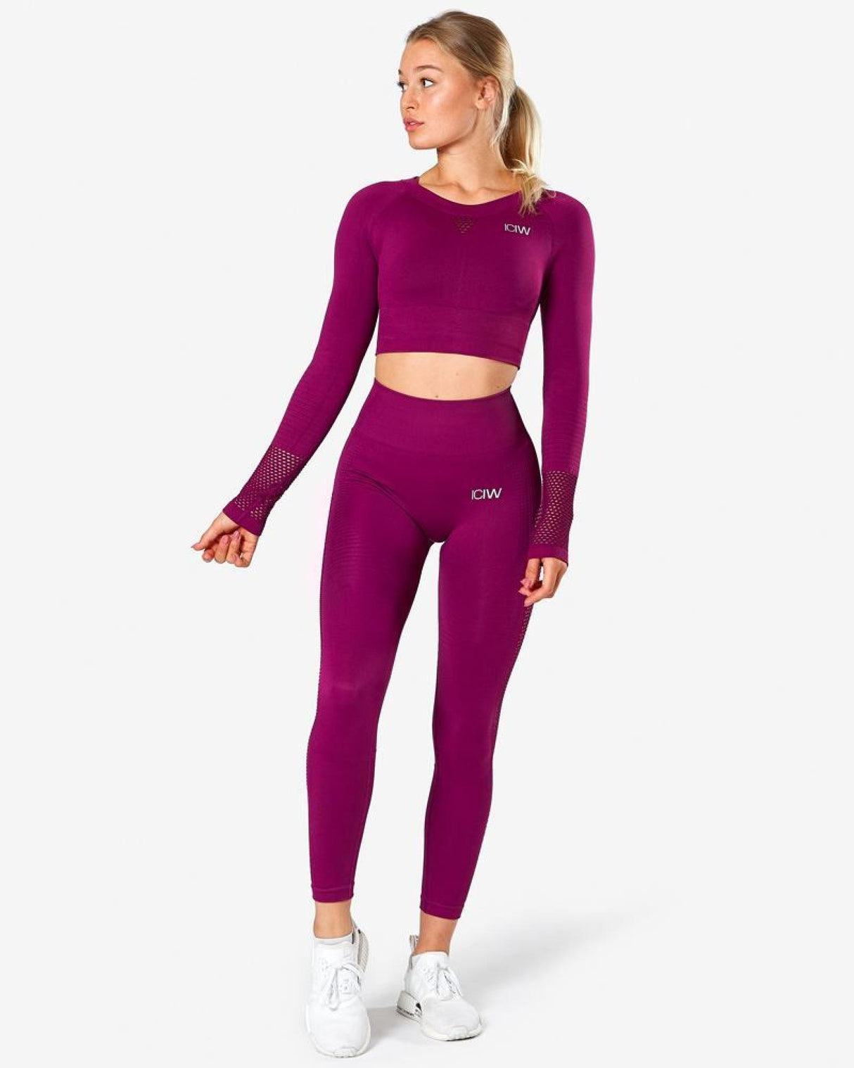 ICIW<br>Dynamic Seamless Long Sleeve Crop Top Mulberry - XS