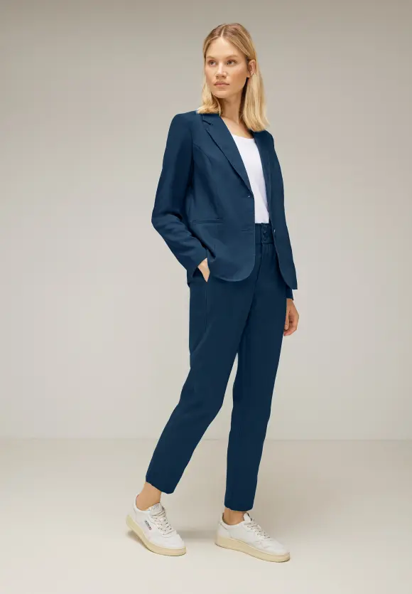 Twill Blazer in Unifarbe - atlantic blue