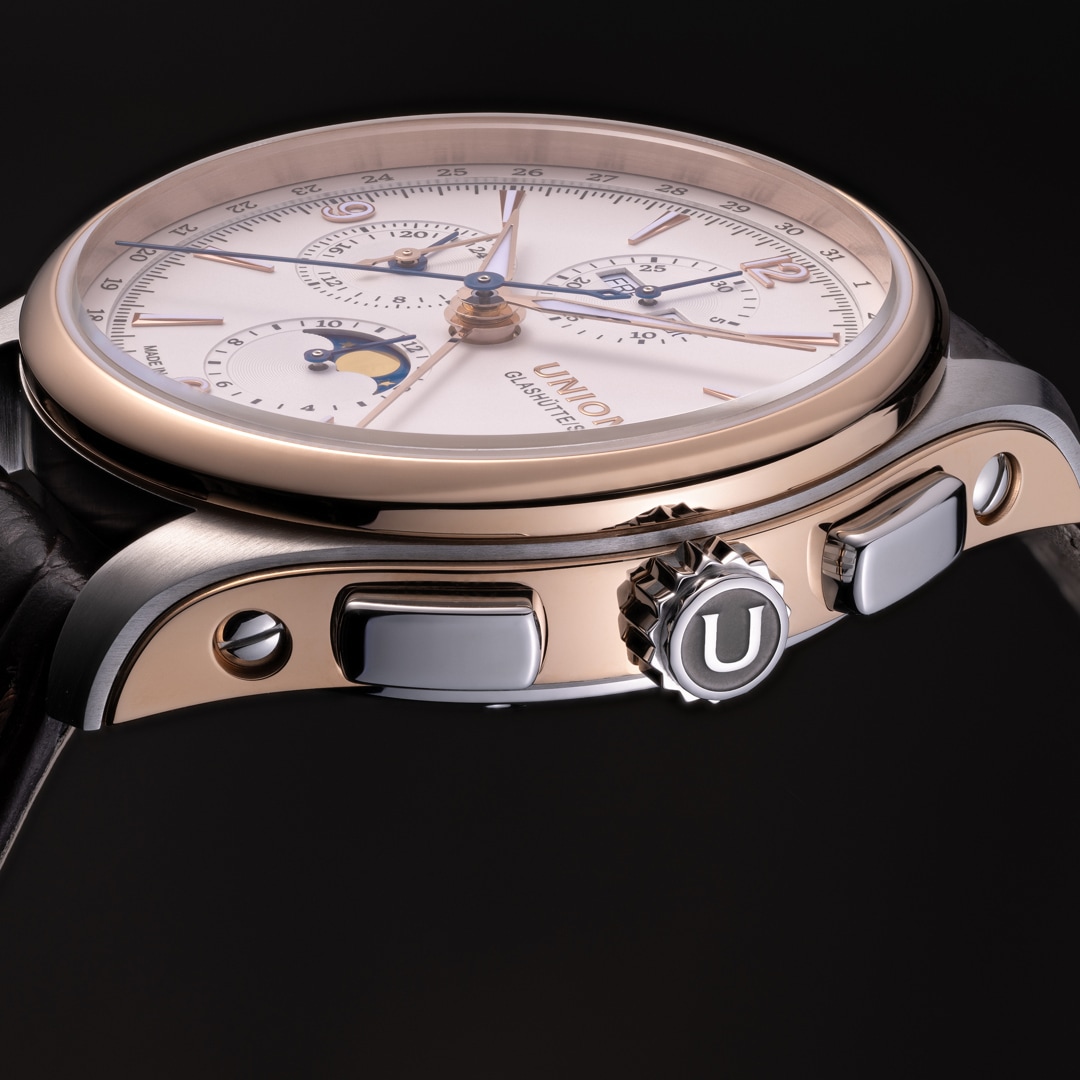 Union Glashütte Belisar Chronograph Mondphase Bicolor Weiss 42mm