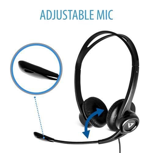V7 HU311-2EP, Headset, Headset, Kontor/Callcenter, Sort, Binaural, I-linje kontrolenhed