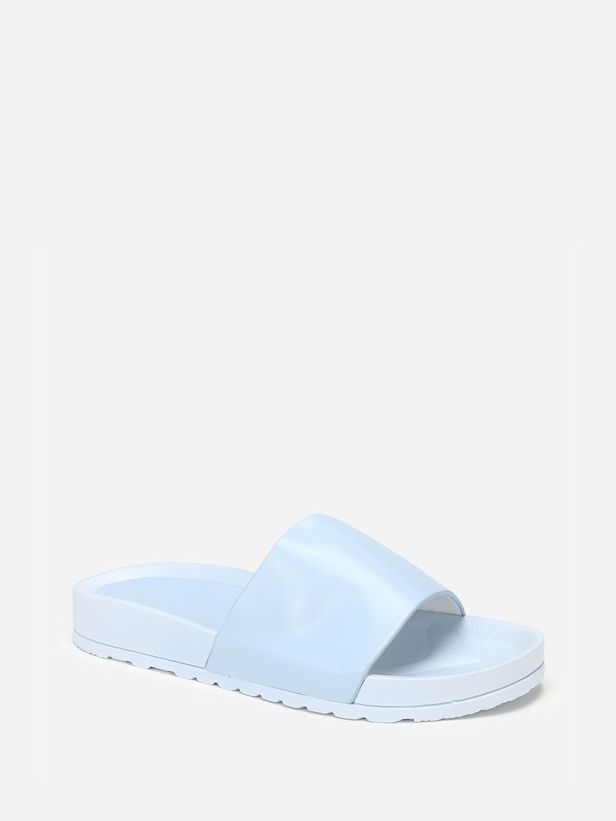 Mules en simili à bride large- Bleu