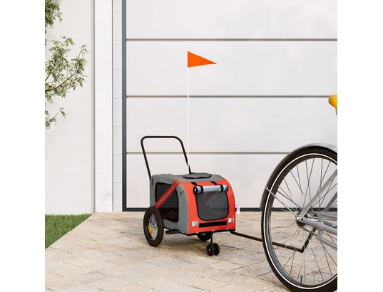 VIDAXL - Remorque de vélo pour chien orange et noir tissu oxford et f...