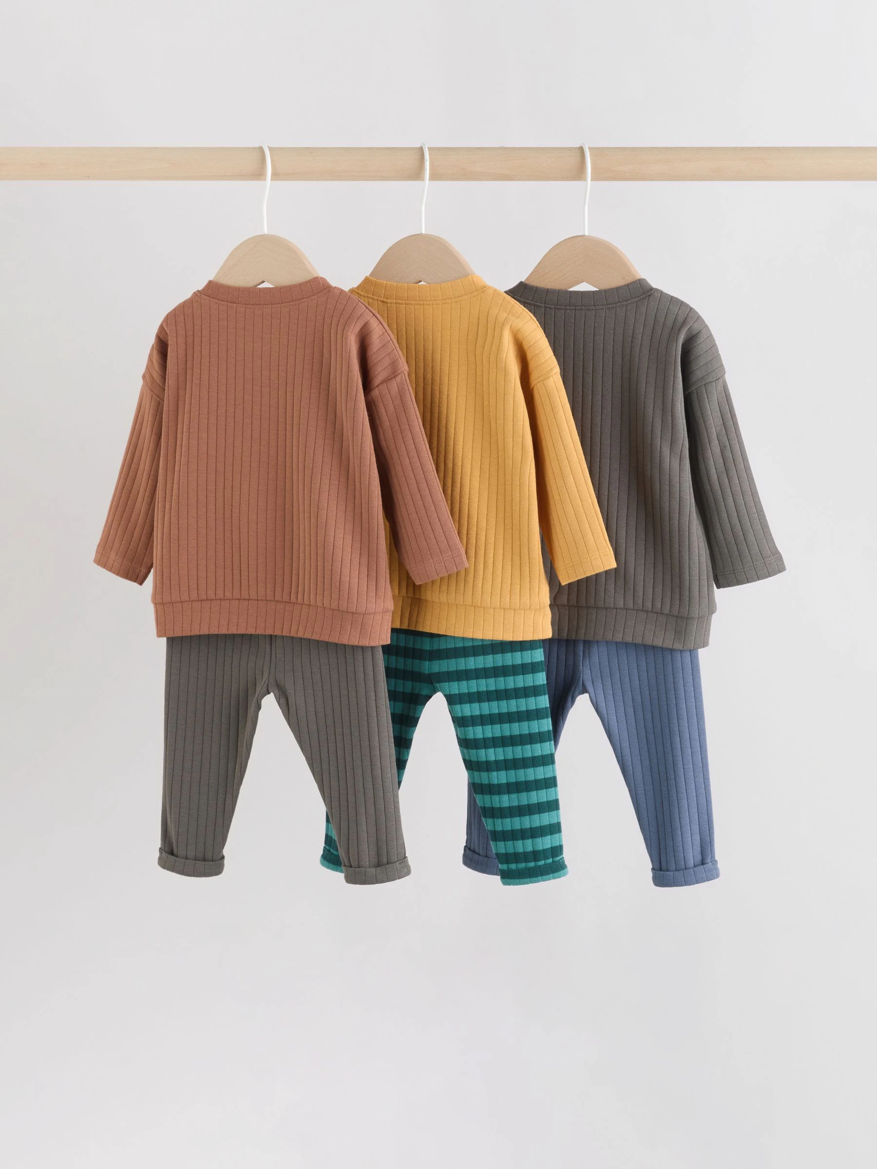 Groen/bruine slogan - Tops en Leggings 6 -delige babyset (0mnd-3jr)