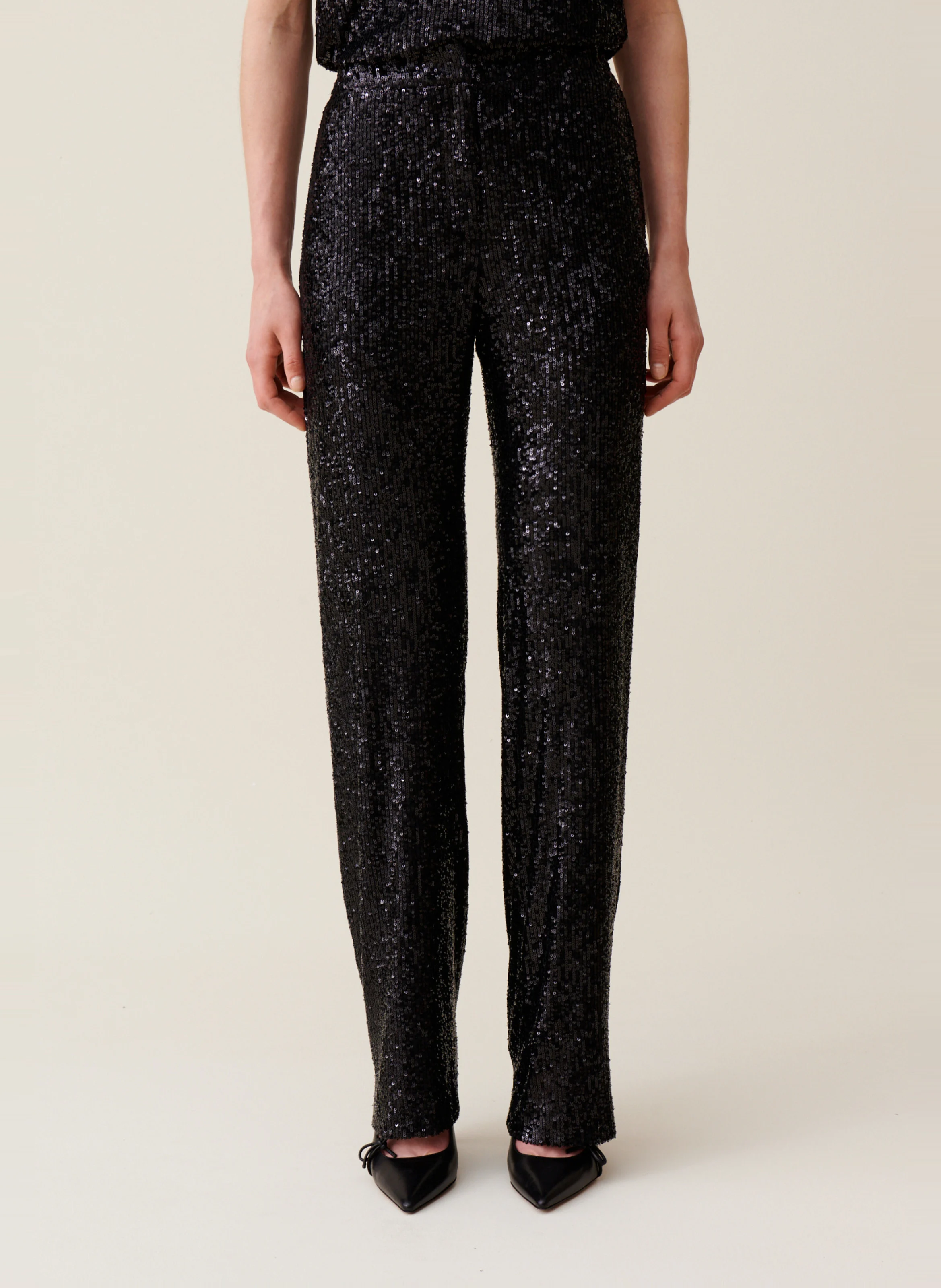 Pantalon évasé à sequins | Noir