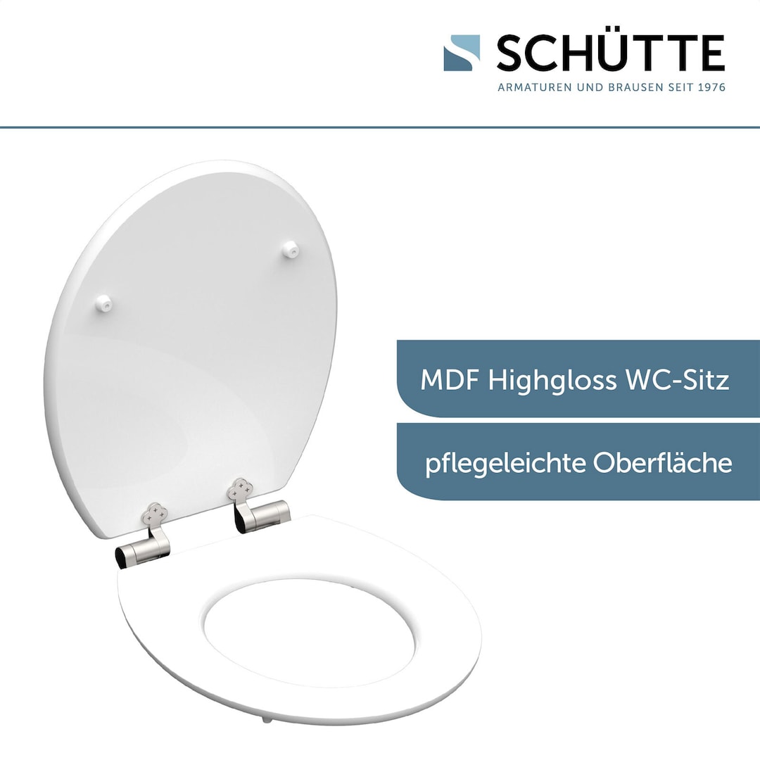 SCHÜTTE WC-Sitz High Gloss Flowers&Wood MDF Weiß ca. 37,5 x 3 x 44,5 cm
