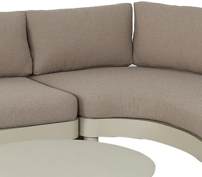 OUTLIV. Ecklounge Santa Barbara Aluminium Olefin wetterfest UV-beständig mit Glastisch 6 Personen Natural Taupe 276x180x72 cm