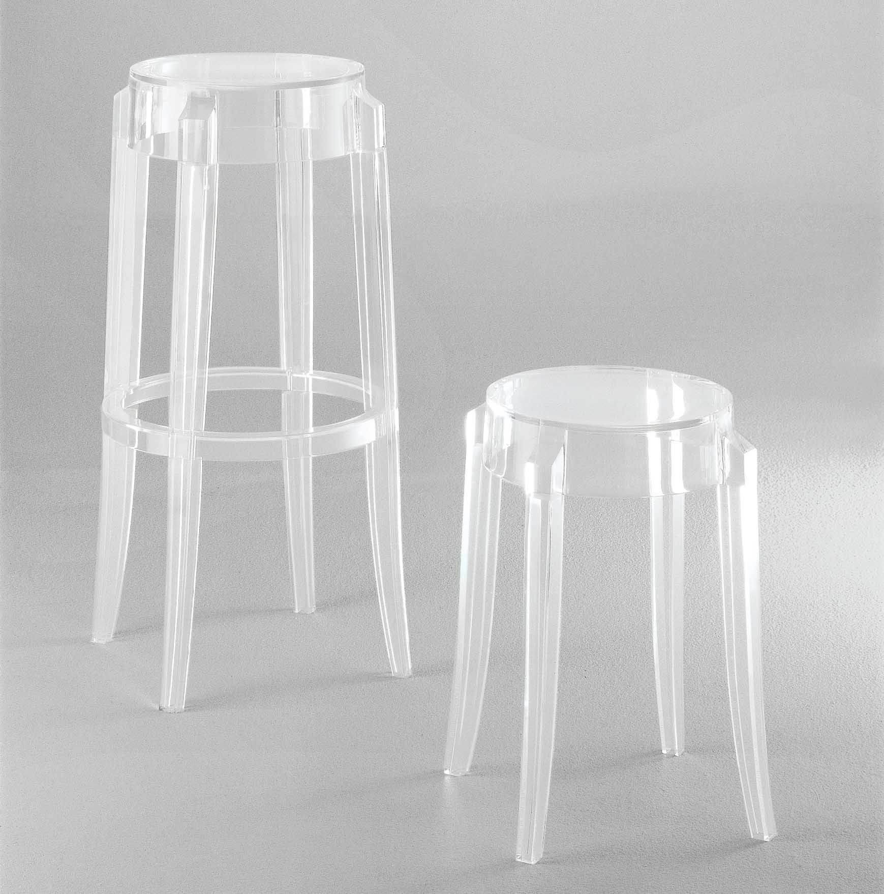 CHARLES GHOST - Tabouret haut empilable | Transparent