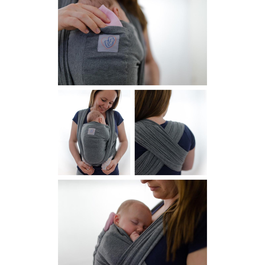 M.M.C. Babytragetuch Mit Vordertasche 510 cm x 55 cm, elastisch Grau